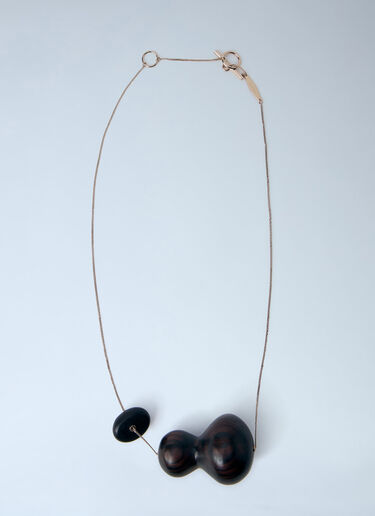 Max Mara Sculptural Wood Pendant Necklace Black max0264042