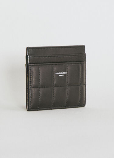 Logo Print Quilted Cardholder Saint Laurent Logo Print Quilted Cardholder Black sla0154057