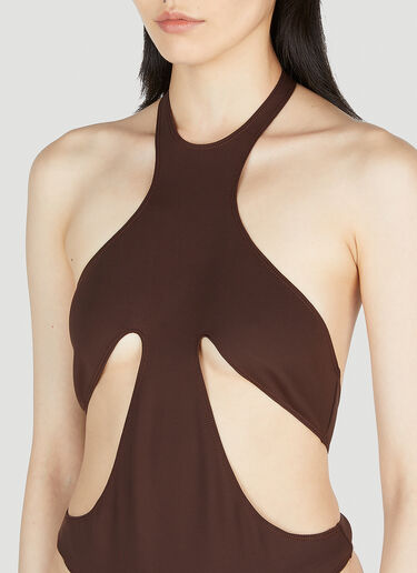 Mugler Cut Out Swimsuit Brown mug0252001