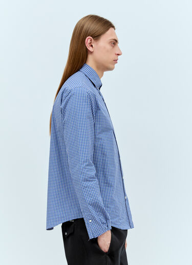 Miu Miu Logo Embroidery Checked Shirt Blue miu0356003