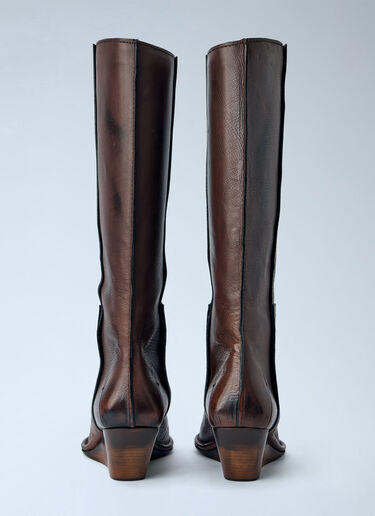 LN-CC® - Capasa Milano: Camperos Knee-High Leather Boots - Brown Capasa Milano Camperos Knee-High Leather Boots Brown cps0266001