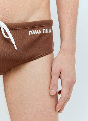 Miu Miu Logo Embroidery Bikini Briefs Brown miu0156007