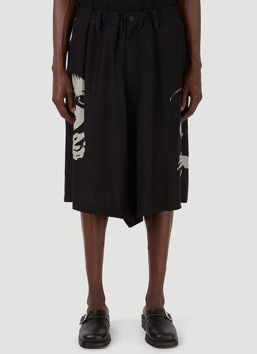 Yohji Yamamoto O-Beroko Print Shorts Black yoy0146006