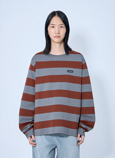 Miu Miu Striped Jersey T-Shirt Grey miu0265013