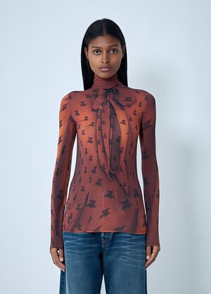Acne Studios Print Mesh Top Brown acn0262039