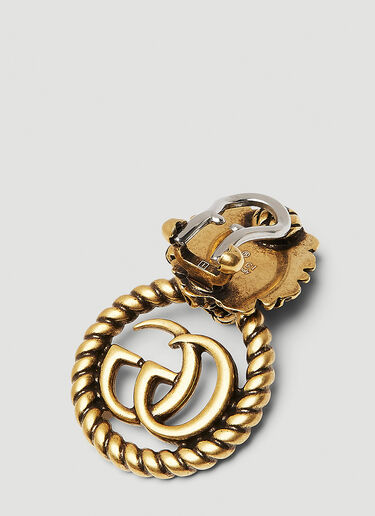 Gucci Lion Motif GG Clip-On Earrings Gold guc0250241