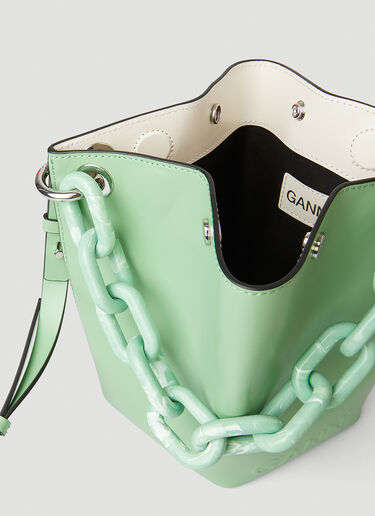 GANNI Diamond Small Bucket Bag Green gan0251105