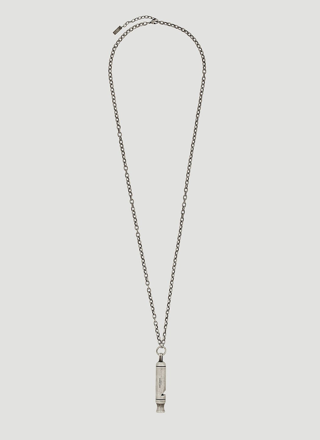 Saint Laurent Whistle Pendant Necklace in Silver LN CC