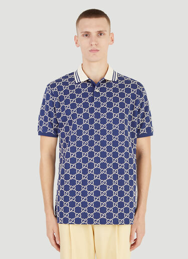 Gucci GG Supreme Polo Shirt Blue guc0145038