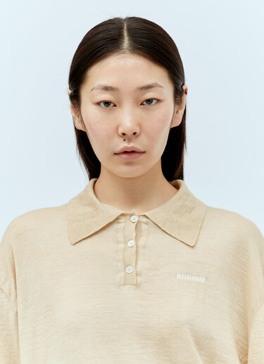 Miu Miu Cashmere Polo Sweater Beige miu0256038