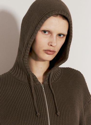 Our Legacy Hooded Zip-Up Cardigan Brown our0257003