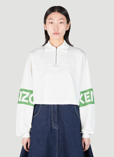 Kenzo Logo Print Polo Sweatshirt White knz0252027