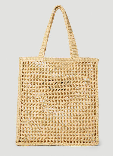 Prada Raffia Logo Tote Bag Beige pra0252016