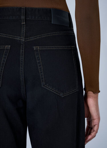 LN-CC® - Saint Laurent: V-허리 롱 배기 진 - 검정 Saint Laurent V-허리 롱 배기 진 검정 sla0264035