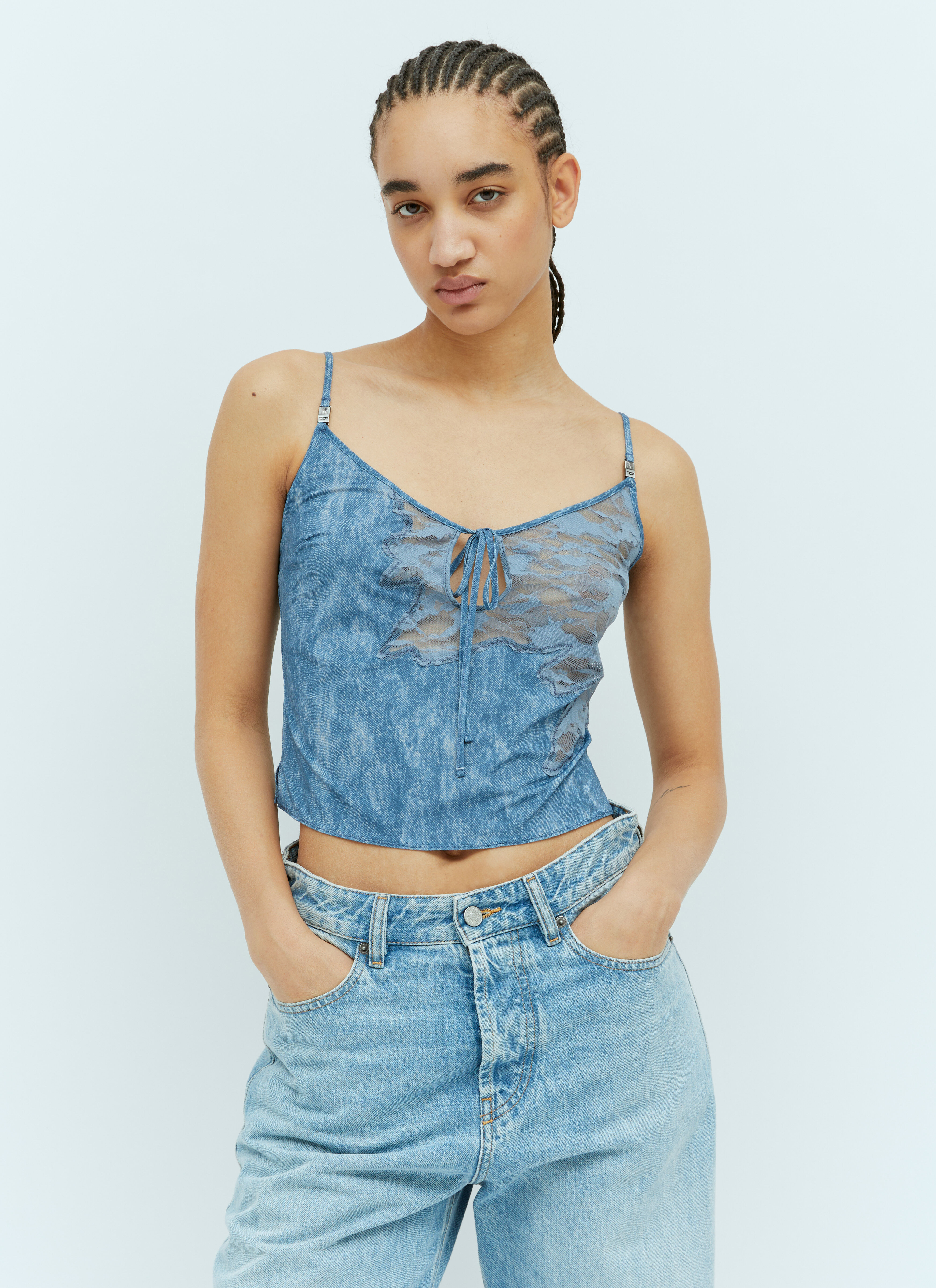 SAVAGE X DIESEL Women s Lace Sleep Cami Top in Blue LN CC