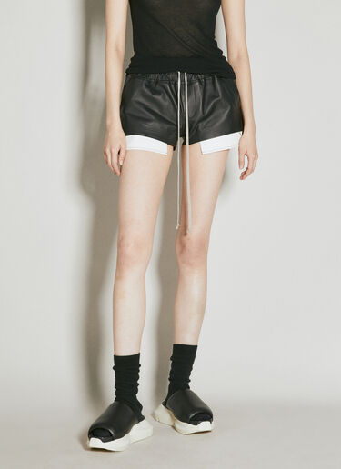 Rick Owens 皮革抽绳短裤  黑色 ric0255009