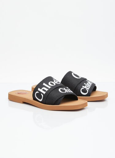 Chloé Logo Print Slides Black chl0255039