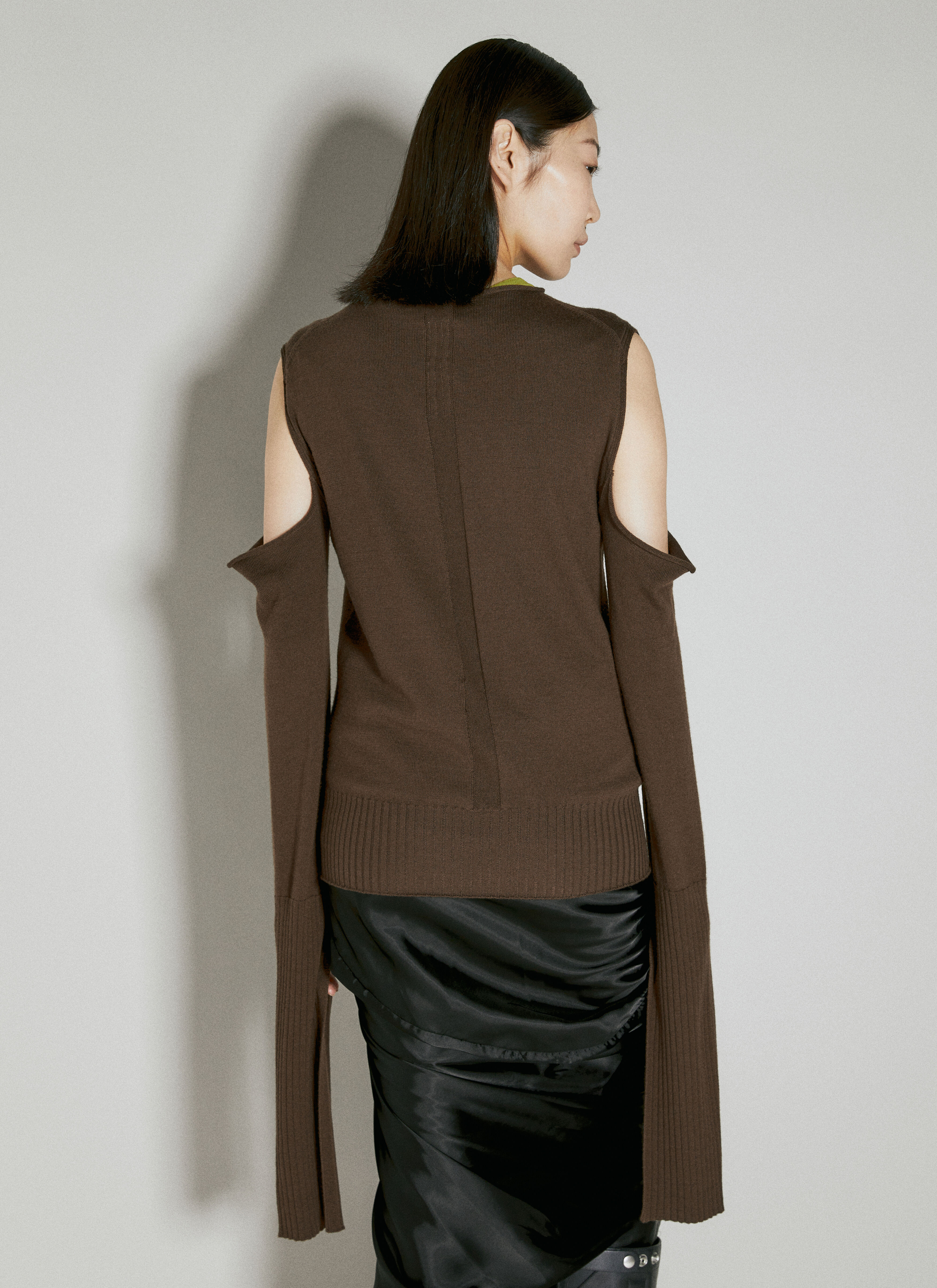 Rick Owens Cape Sleeve Knit Sweater in Brown LN CC