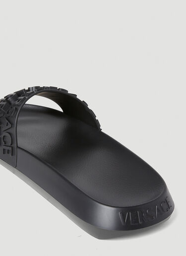 Versace Logo Embossed Slides Black ver0151028
