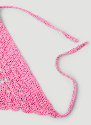 GANNI Logo Crochet Bandana Pink gan0251059