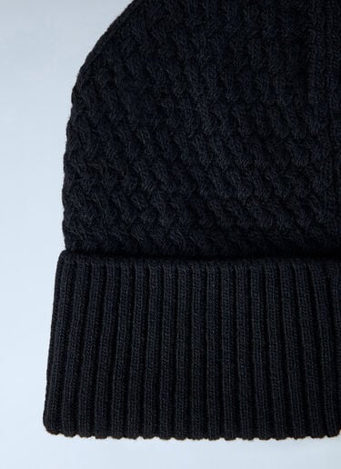 LN-CC® - Moncler: Ribbed Knit Beanie with Logo Patch - Black Moncler Ribbed Knit Beanie with Logo Patch Black mon0165053