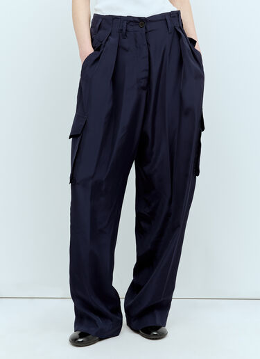 Dries Van Noten Viscose Cargo Pants Navy dvn0256015