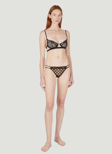 Gucci GG Embroidered Tulle Lingerie Set Black guc0247093