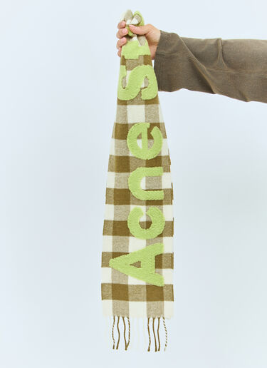 Acne Studios Narrow Check Logo Scarf Green acn0258021