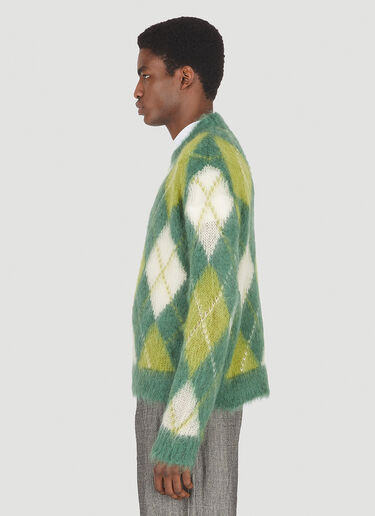 Marni 브러시드 [아가일] 스웨터 그린 mni0147008
