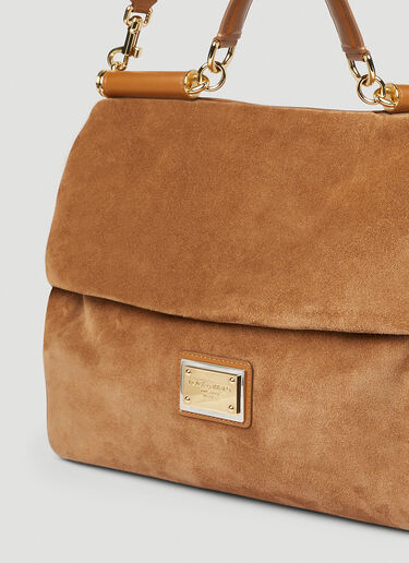 Dolce & Gabbana Sicily Suede Handbag Brown dol0254015