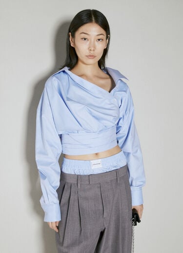 Cropped Wrapped Shirt Alexander Wang Cropped Wrapped Shirt Blue awg0253058