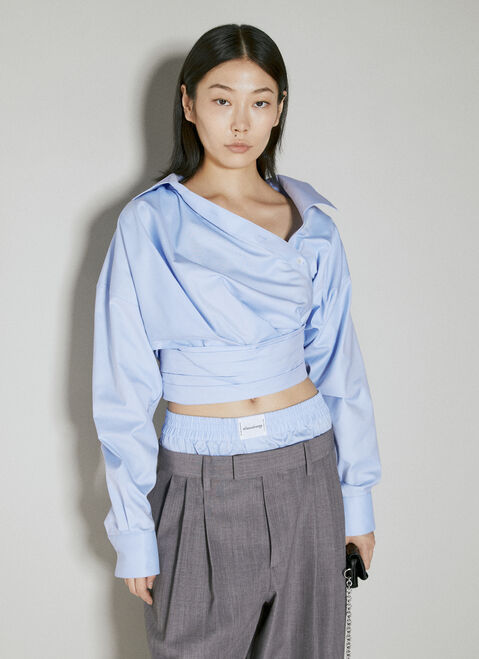 Gucci Cropped Wrapped Shirt Blue guc0253037