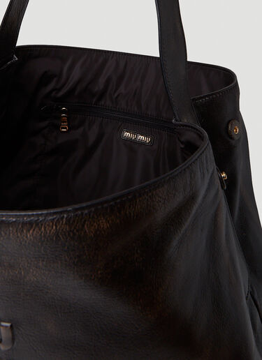 Miu Miu Embossed Logo Hobo Tote Bag Black miu0251018
