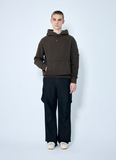 C.P. Company Logo Applique Hooded Sweatshirt Brown pco0157017
