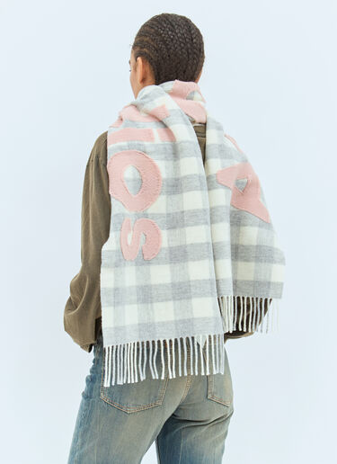 Acne Studios Check Logo Scarf Grey acn0258024