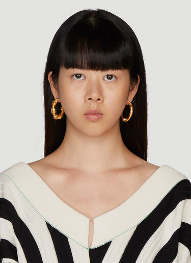 Bottega Veneta Thread Large Hoop Earrings Gold bov0247108