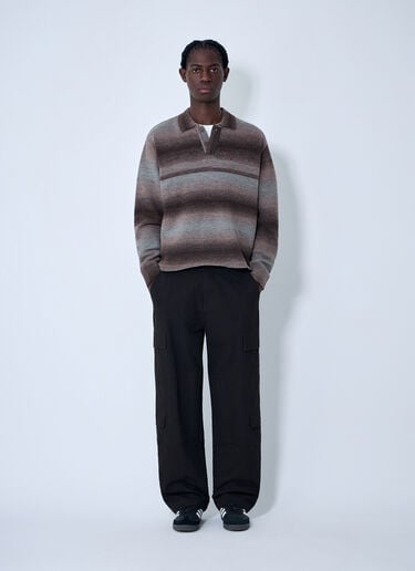 Awake NY Striped Polo Sweater Brown awa0162004