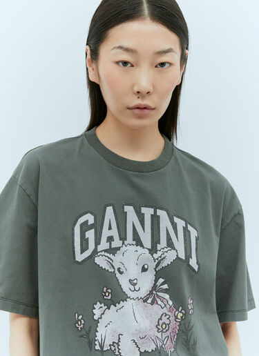 GANNI Future Heavy Lamb T-Shirt Grey gan0255039