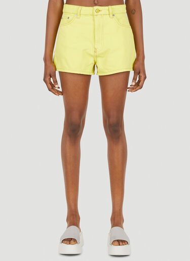 GANNI Overdyed Denim Shorts Yellow gan0248010