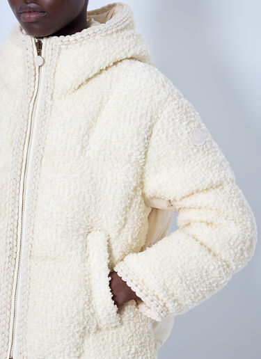 LN-CC® - Moncler: Cristallin Hooded Wool Blend Short Down Jacket - Cream Moncler Cristallin Hooded Wool Blend Short Down Jacket Cream mon0266031