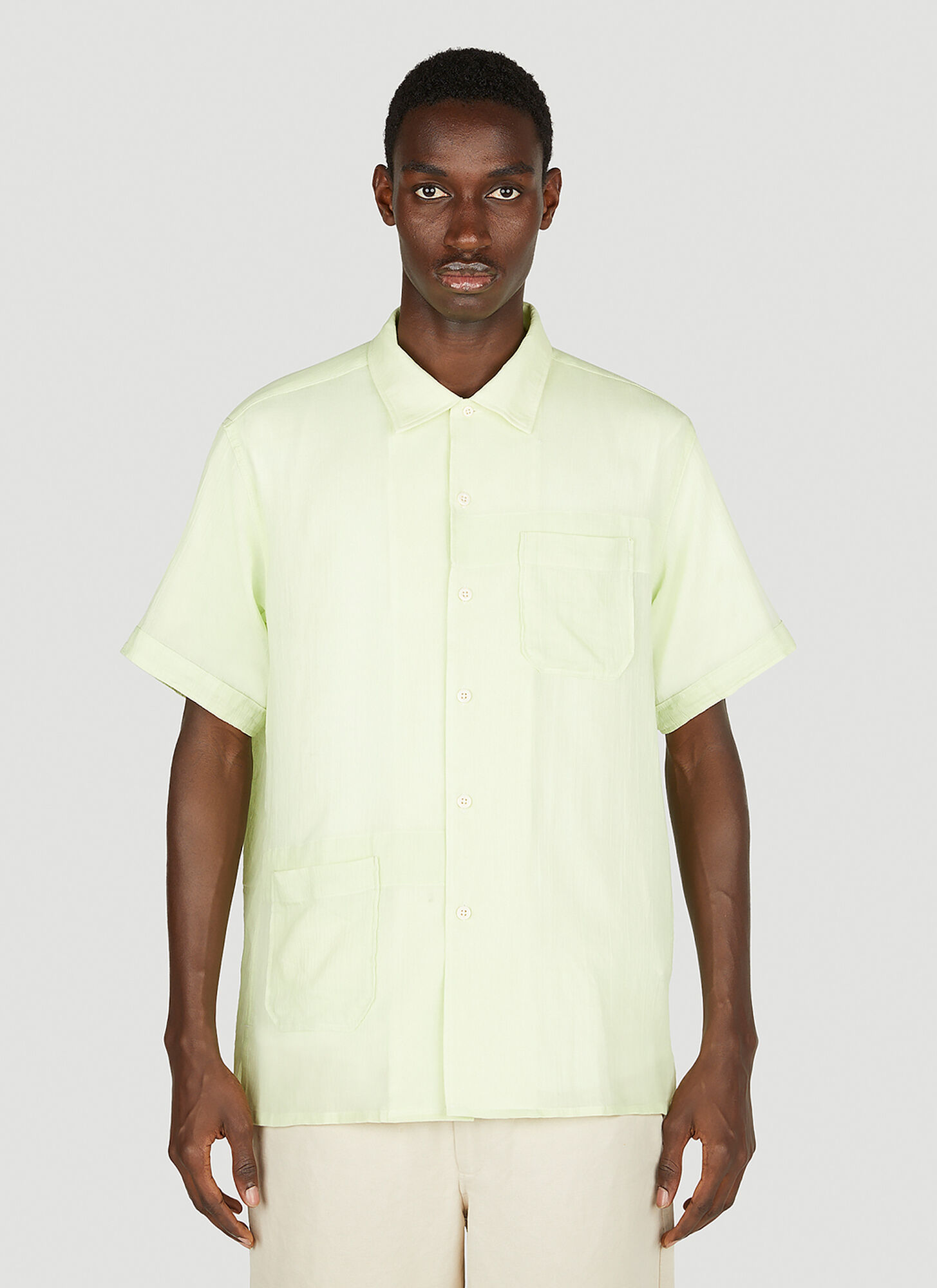 Engineered Garments Camp Short Sleeve Shirt Male Yellow