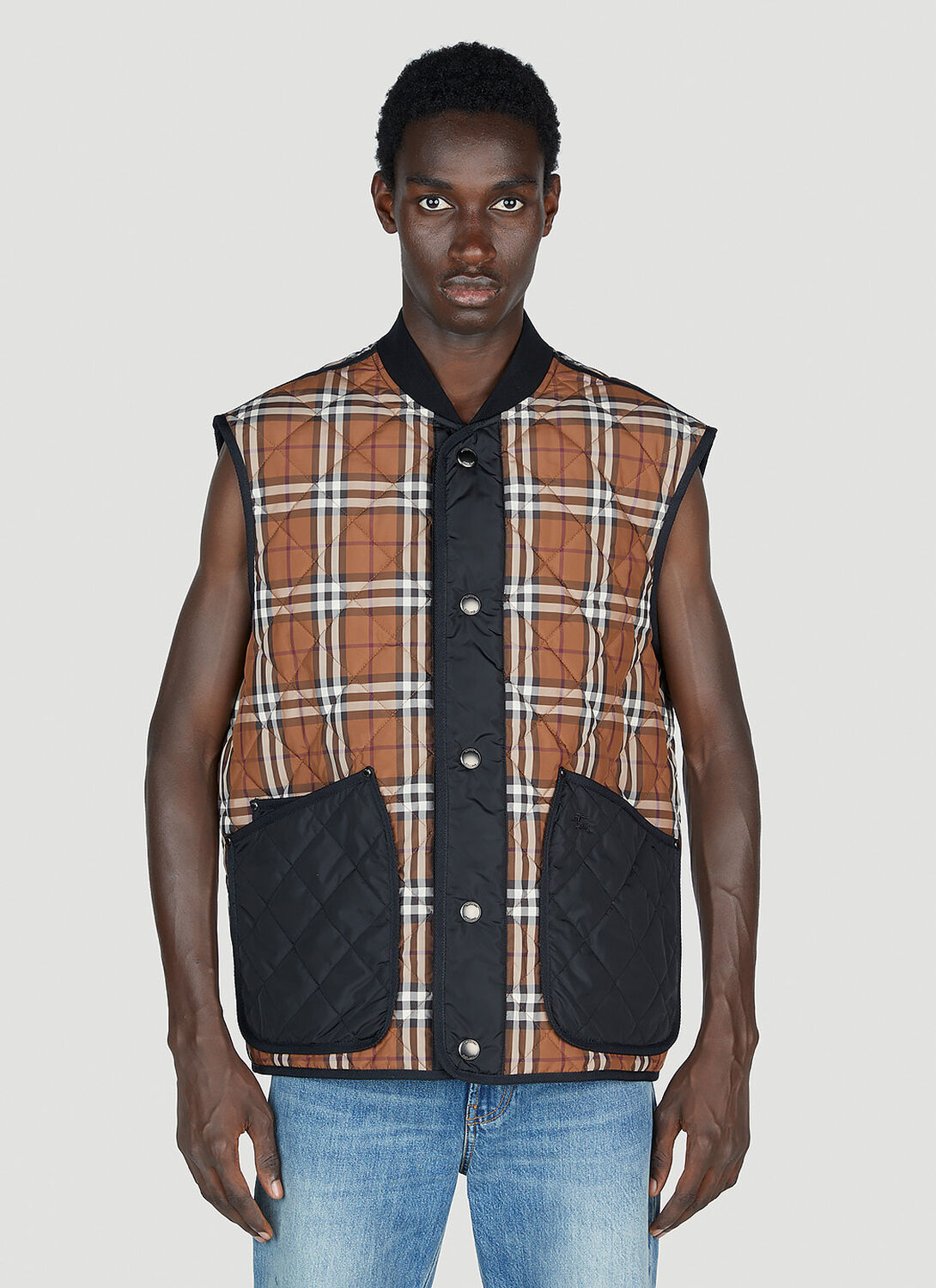 Shop Burberry Weaverton Check Gilet In Brown