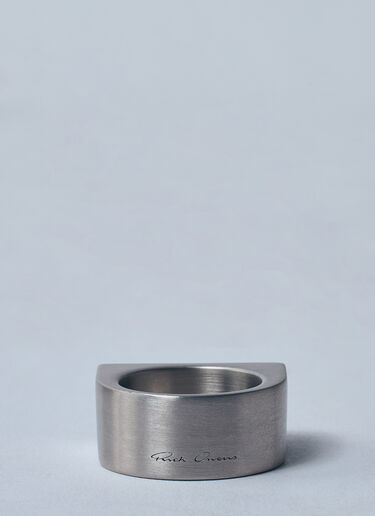 Rick Owens Etched Beveled Ring Silver ric0259025