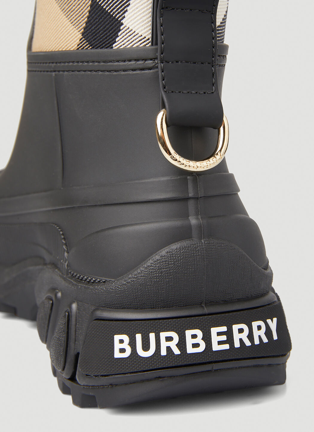 Burberry Ryan House Check Low Rain Boots in Black LN CC