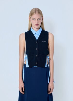 Miu Miu V-Neck Logo Vest Blue miu0264105