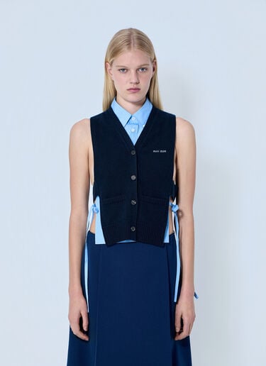 LN-CC® - Miu Miu: V-Neck Logo Vest - Blue Miu Miu V-Neck Logo Vest Blue miu0264105