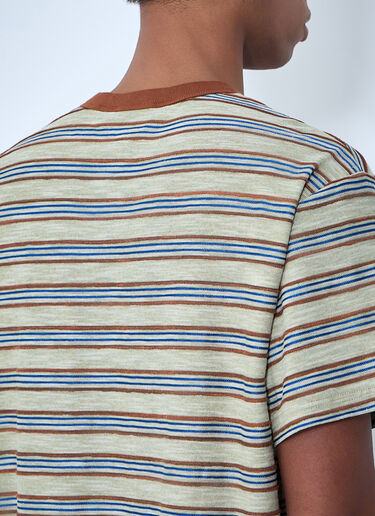 Brain Dead Striped Crewneck T-Shirt Beige bra0162006