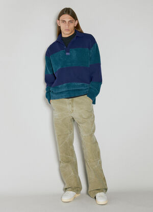 Eytys Stripe Knit Polo Sweater Blue eyt0354012