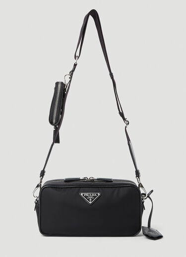Prada Logo Plaque Shoulder Bag Black pra0254034