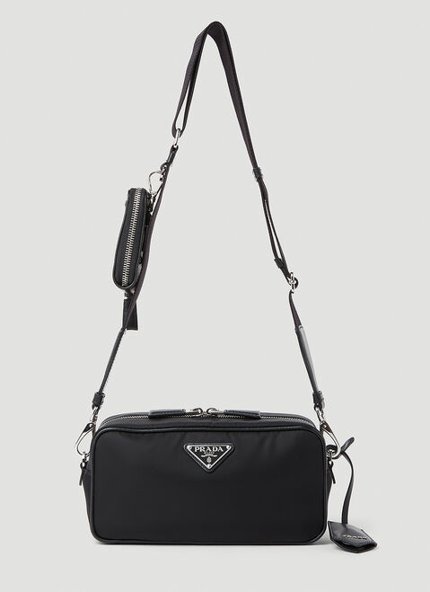Prada Logo Plaque Shoulder Bag White pra0254013